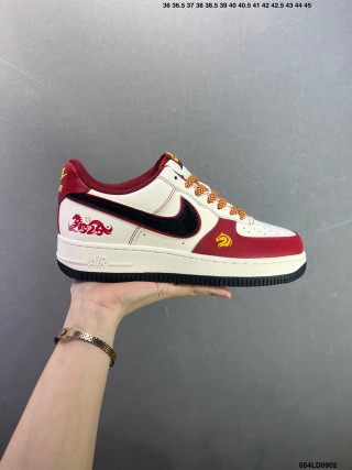 Nike Air Force 1 Low White Burgundy Gold 1:1 UA Replica view 3