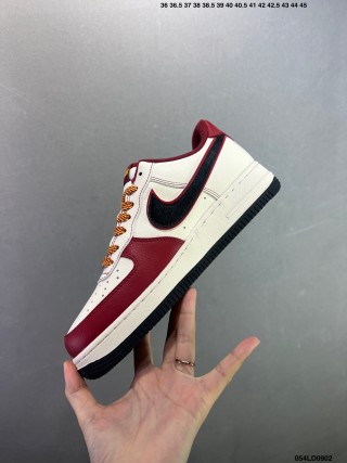 Nike Air Force 1 Low White Burgundy Gold 1:1 UA Replica view 5