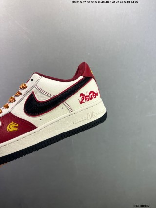 Nike Air Force 1 Low White Burgundy Gold 1:1 UA Replica view 8