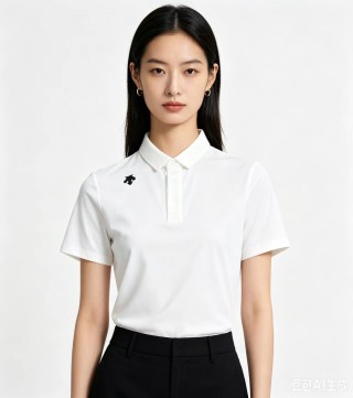 Descente White Polo Shirt Classic Fit view 2