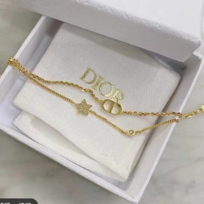 Dior CD Letter Double Layer Star Chain Bracelet Gold view