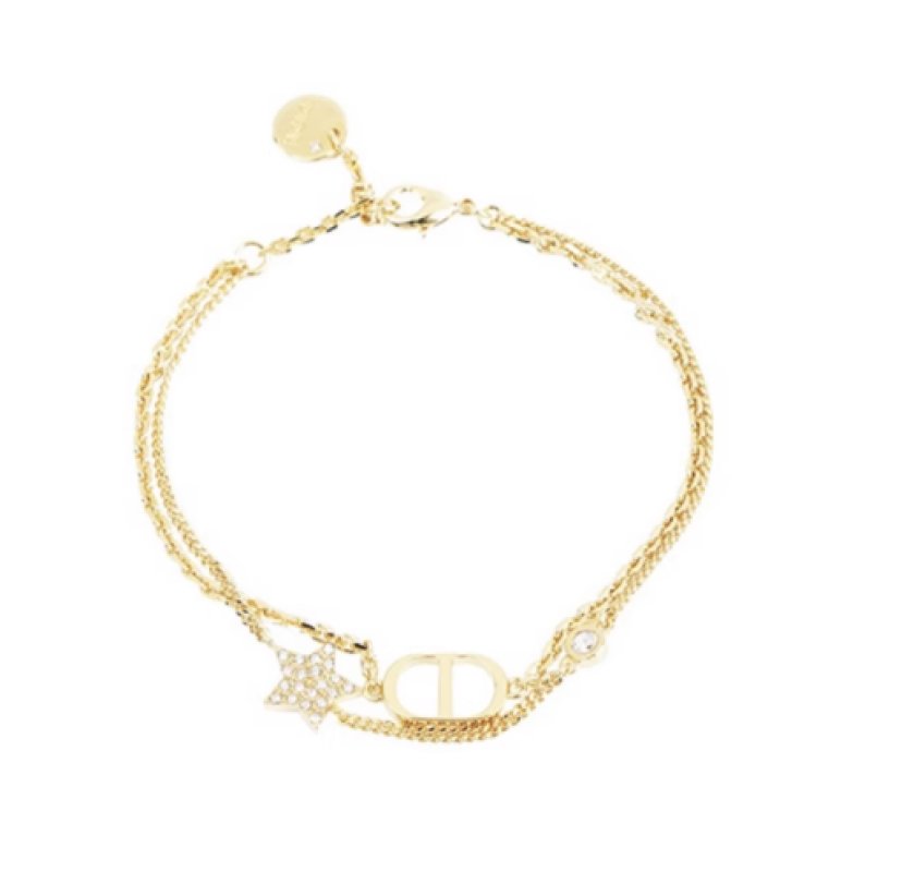 Dior CD Letter Double Layer Star Chain Bracelet Gold view