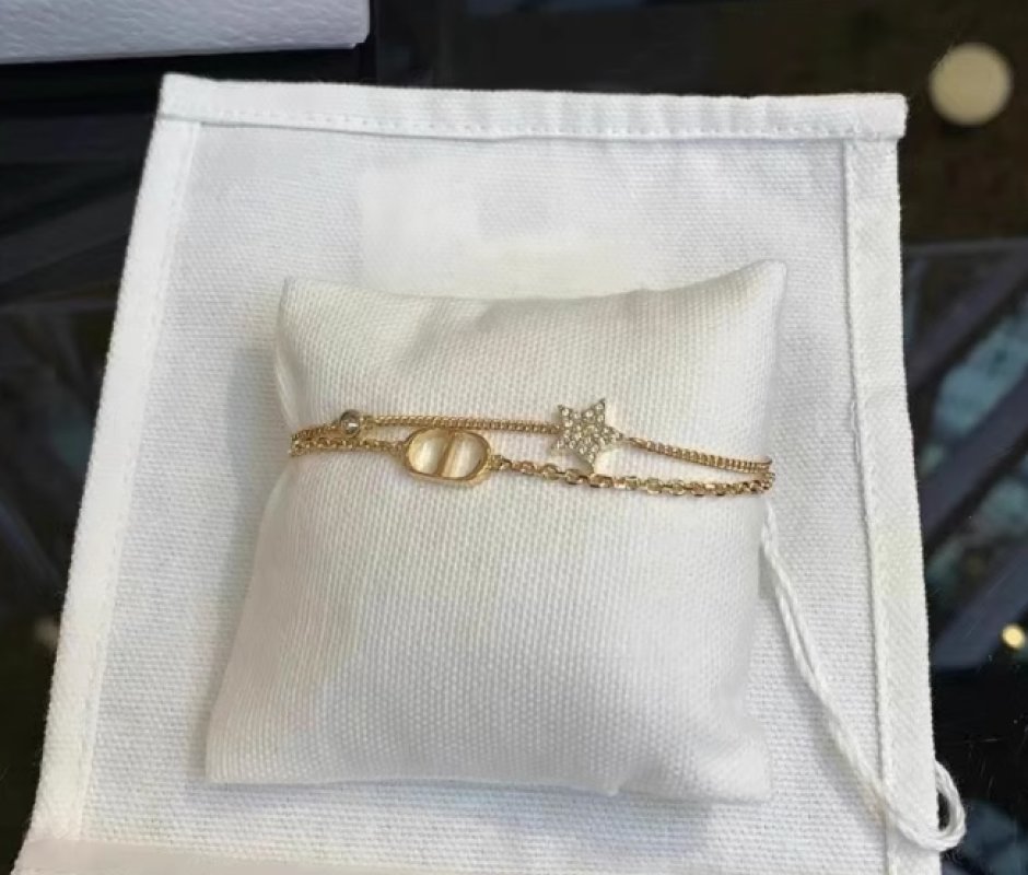Dior CD Letter Double Layer Star Chain Bracelet Gold view