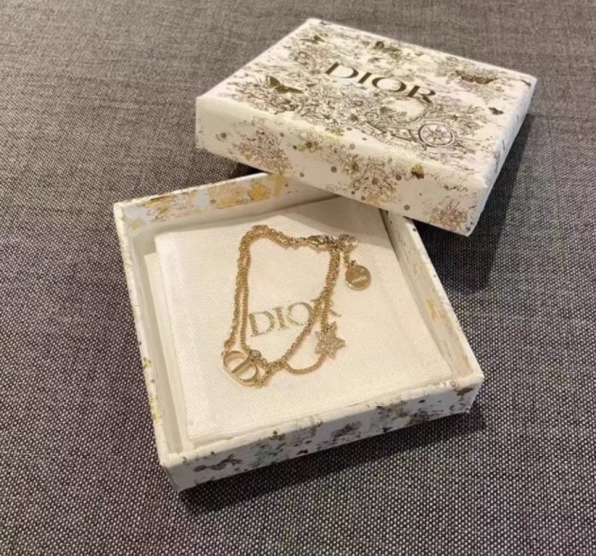 Dior CD Letter Double Layer Star Chain Bracelet Gold view