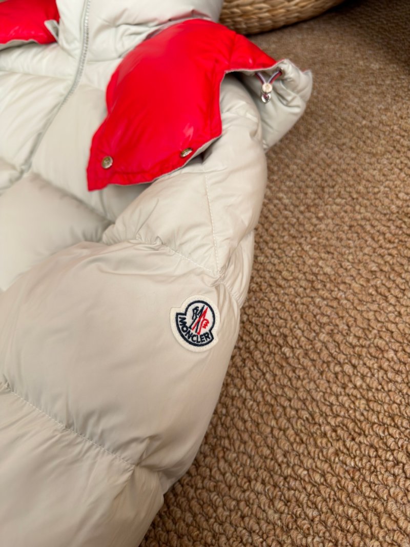 Moncler Poirier White Down Hooded Puffer Jacket view