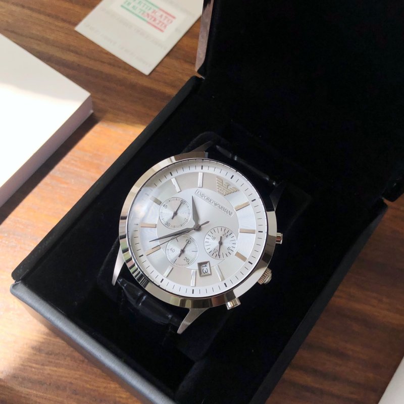 Armani Classic Business White Dial Three-Eye Quartz Watch view