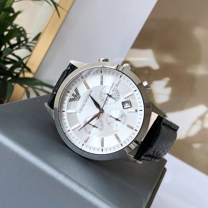Armani Classic Business White Dial Three-Eye Quartz Watch view
