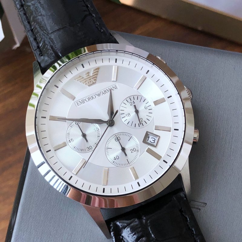 Armani Classic Business White Dial Three-Eye Quartz Watch view