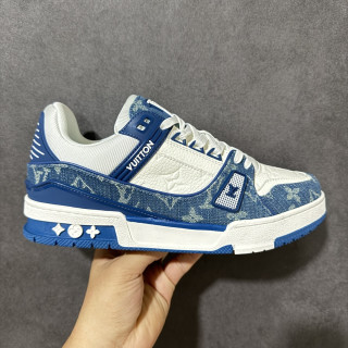Louis Vuitton LV Trainer White Navy Denim view 2