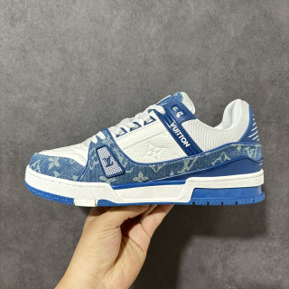 Louis Vuitton LV Trainer White Navy Denim view 3