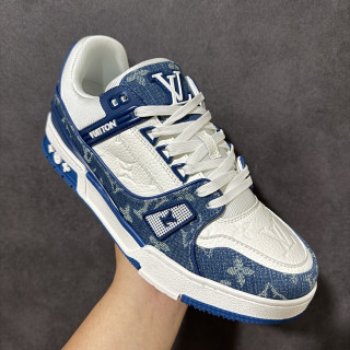 Louis Vuitton LV Trainer White Navy Denim view 4