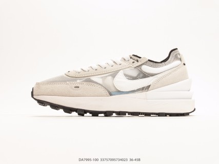 Nike Waffle Trainer 2 Beige White Black view 1