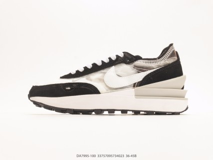 Nike Waffle Trainer 2 Beige White Black view 2