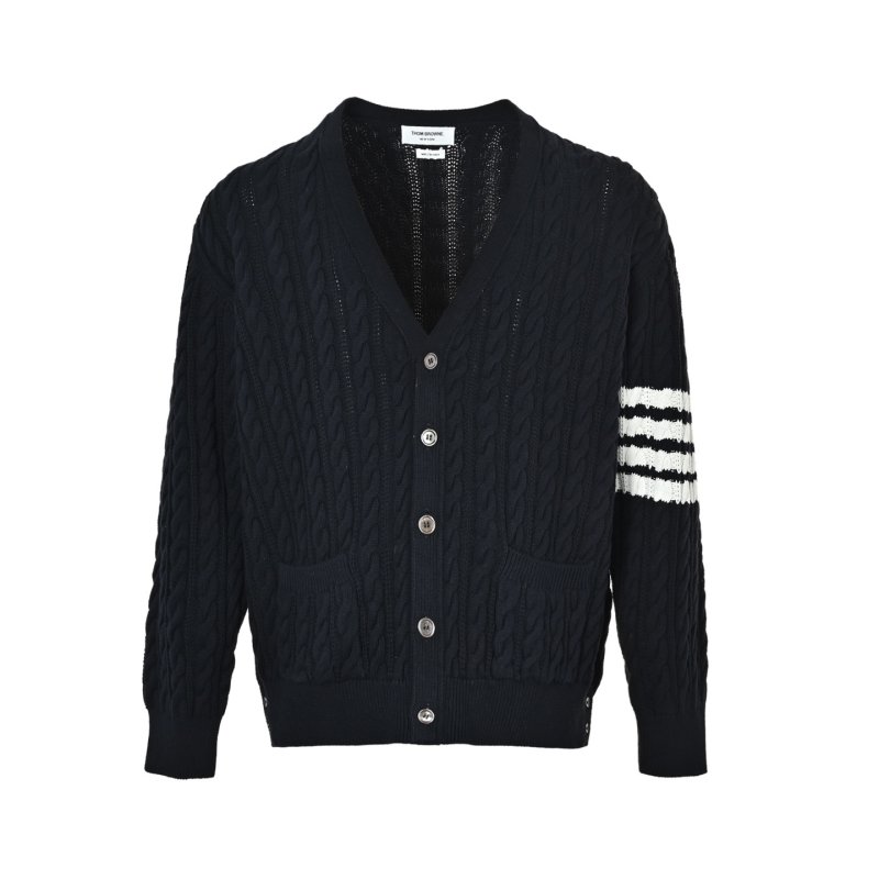 Thom Browne 22FW Relaxed Fit Cable Knit Cardigan Navy view
