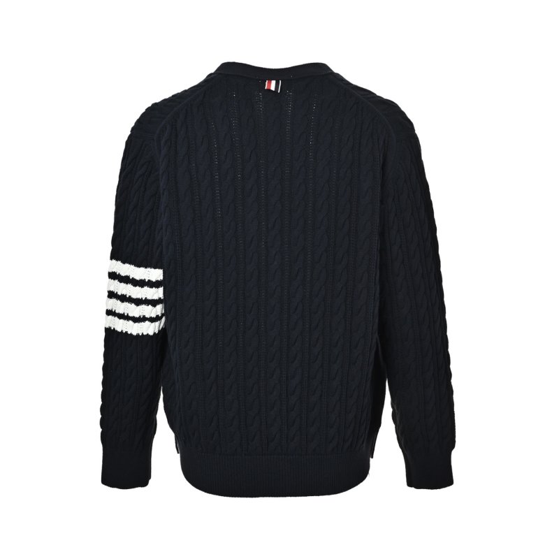 Thom Browne 22FW Relaxed Fit Cable Knit Cardigan Navy view