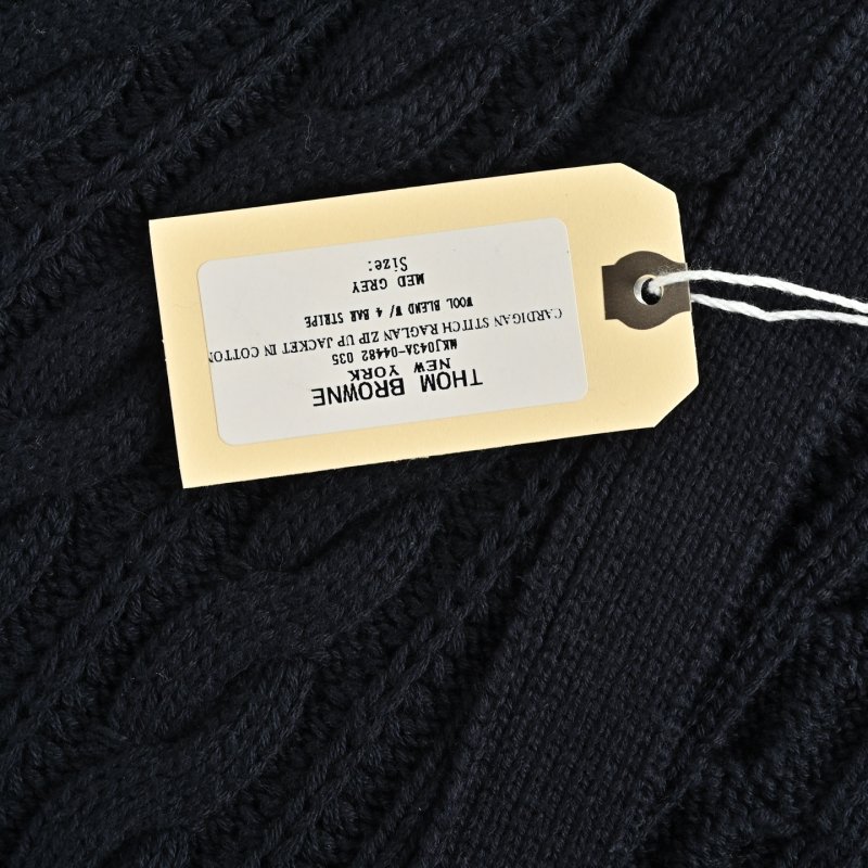 Thom Browne 22FW Relaxed Fit Cable Knit Cardigan Navy view