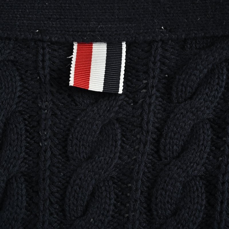 Thom Browne 22FW Relaxed Fit Cable Knit Cardigan Navy view