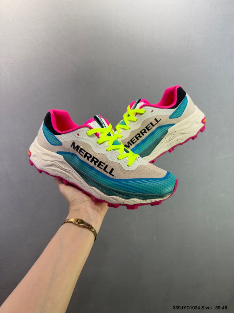 Merrell Agility Peak 6 Trail Running Shoe - Cream/Teal/Neon Yellow view