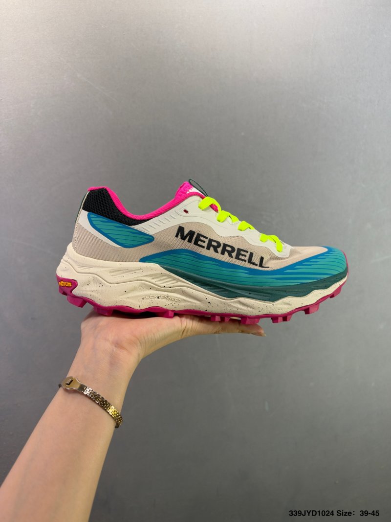 Merrell Agility Peak 6 Trail Running Shoe - Cream/Teal/Neon Yellow view