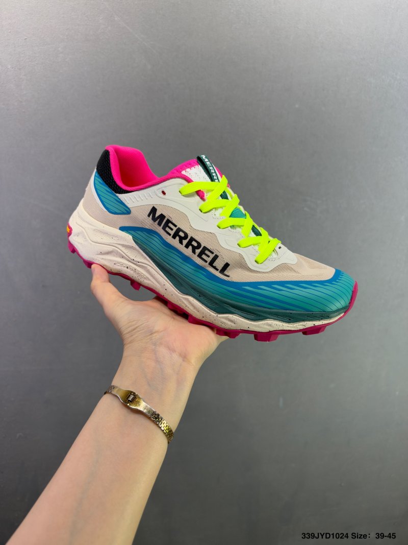 Merrell Agility Peak 6 Trail Running Shoe - Cream/Teal/Neon Yellow view