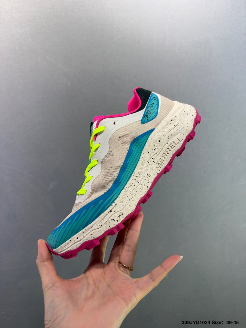 Merrell Agility Peak 6 Trail Running Shoe - Cream/Teal/Neon Yellow view