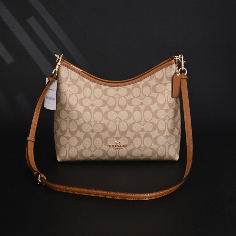 Coach Laurel 31 Replica Monogram Canvas Shoulder Bag Caramel Brown