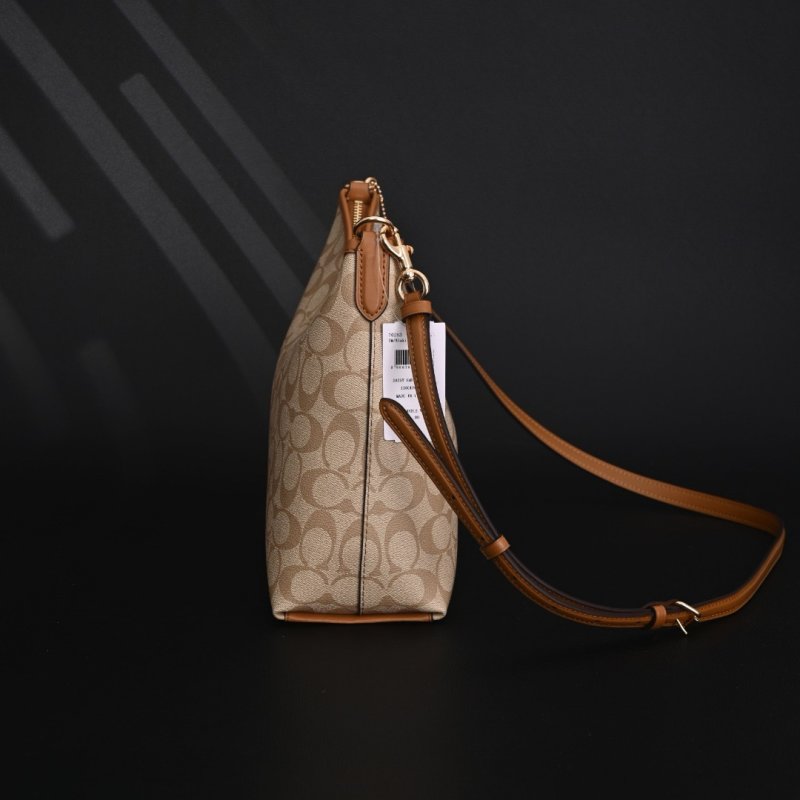 Coach Laurel 31 Replica Monogram Canvas Shoulder Bag Caramel Brown view