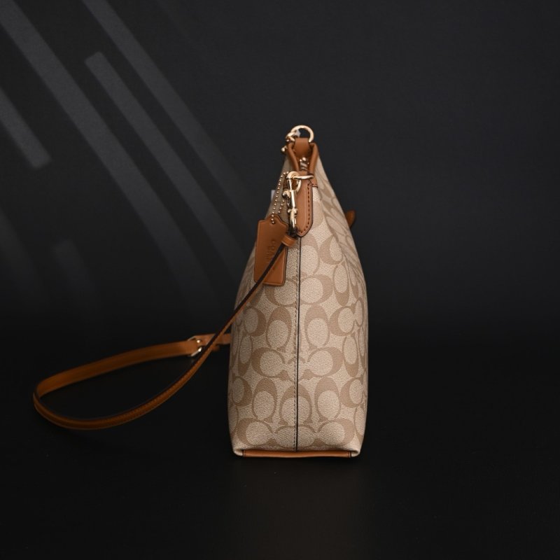 Coach Laurel 31 Replica Monogram Canvas Shoulder Bag Caramel Brown view