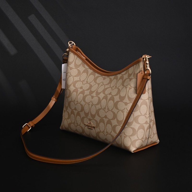 Coach Laurel 31 Replica Monogram Canvas Shoulder Bag Caramel Brown view