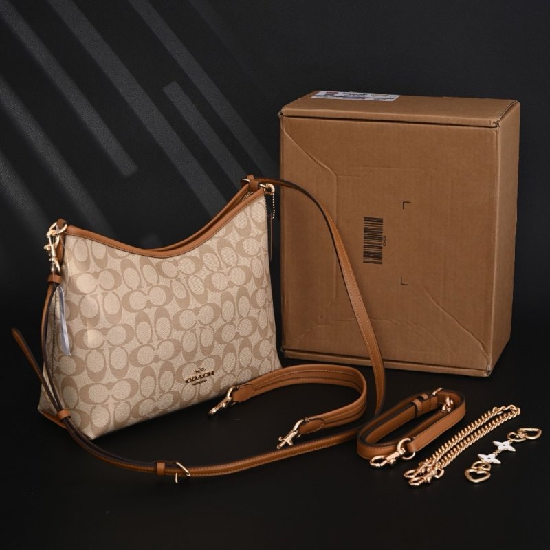 Coach Laurel 31 Replica Monogram Canvas Shoulder Bag Caramel Brown view