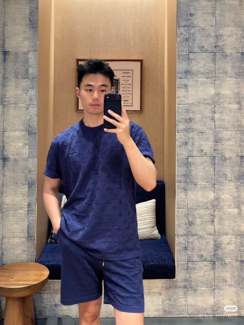 Louis Vuitton Monogram Jacquard Knit T-Shirt Navy