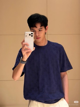 Louis Vuitton Monogram Jacquard Knit T-Shirt Navy view 6