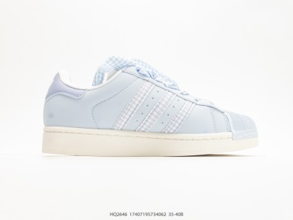 Adidas Superstar Shell Toe Cloud White Periwinkle Stripes view 2