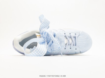 Adidas Superstar Shell Toe Cloud White Periwinkle Stripes view 3