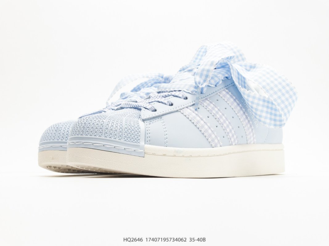 Adidas Superstar Shell Toe Cloud White Periwinkle Stripes view