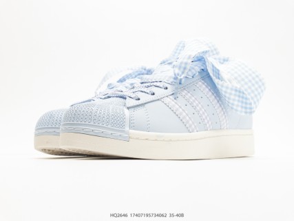 Adidas Superstar Shell Toe Cloud White Periwinkle Stripes view 5