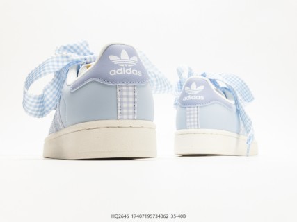 Adidas Superstar Shell Toe Cloud White Periwinkle Stripes view 6