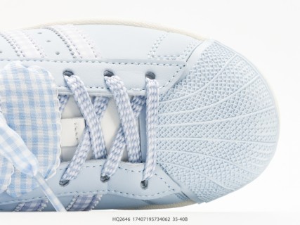 Adidas Superstar Shell Toe Cloud White Periwinkle Stripes view 8