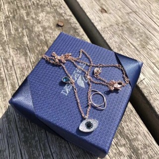 Swarovski Evil Eye Demon Blue Crystal Pendant Necklace view 3