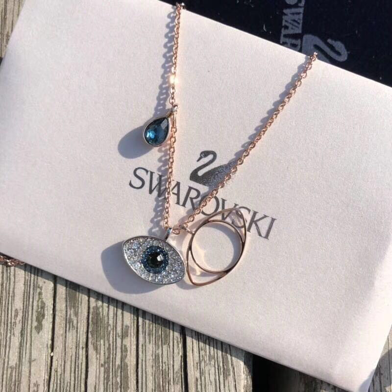 Swarovski Evil Eye Demon Blue Crystal Pendant Necklace view