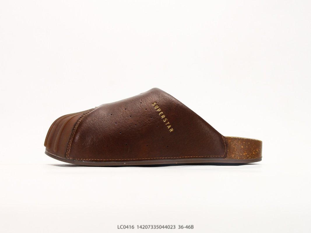 Adidas Adimule Superstar Brown Leather Slide Unisex view