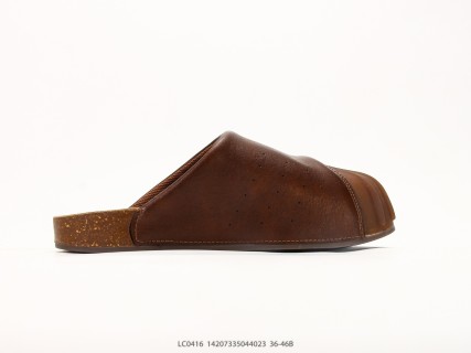 Adidas Adimule Superstar Brown Leather Slide Unisex view 3
