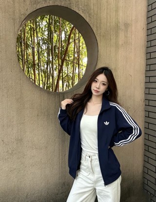 Adidas Adicolor Classics Navy Track Jacket with White Stripes view 2