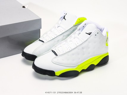 Jordan Air Jordan 13 White Neon Yellow Black view 9