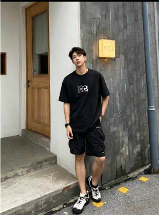 Balenciaga Double B Embroidered Black Short Sleeve T-Shirt view 4
