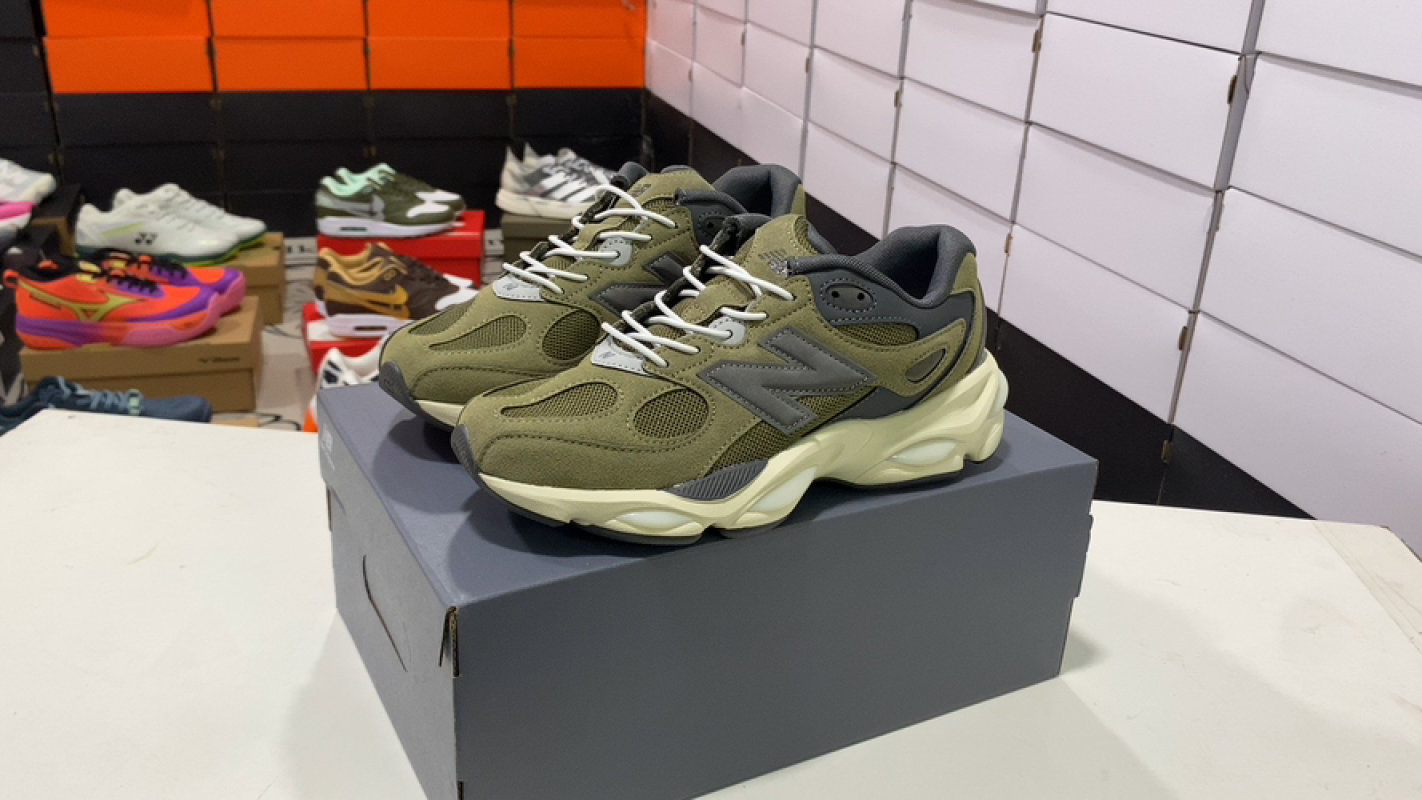 New Balance 9060 Retro Dad Shoe Olive Green Cream