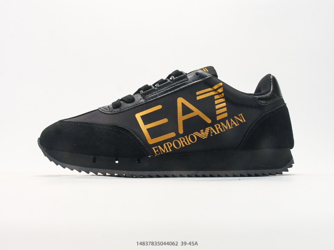 Emporio Armani EA7 Low Top Lace-Up Sneaker Black Gold