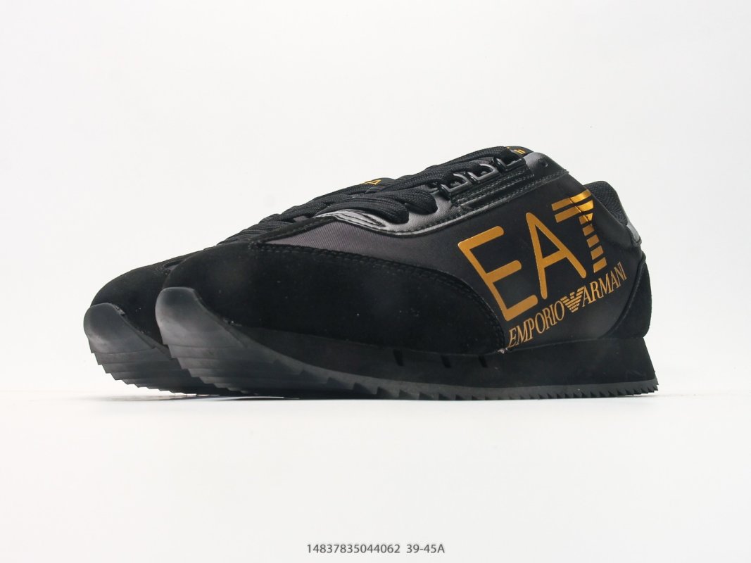 Emporio Armani EA7 Low Top Lace-Up Sneaker Black Gold view