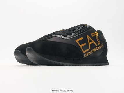 Emporio Armani EA7 Low Top Lace-Up Sneaker Black Gold view 5