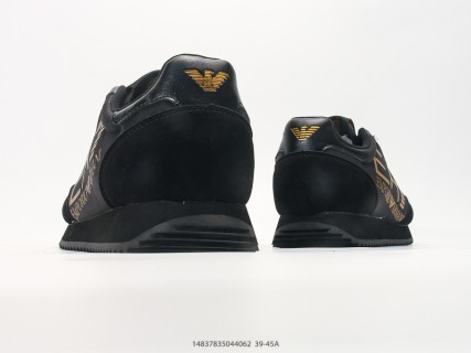 Emporio Armani EA7 Low Top Lace-Up Sneaker Black Gold view 6